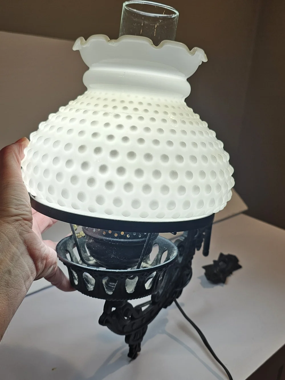 White Hobnail Glass Wall Mount Swing Lamp Shade - Classic Home Accent
